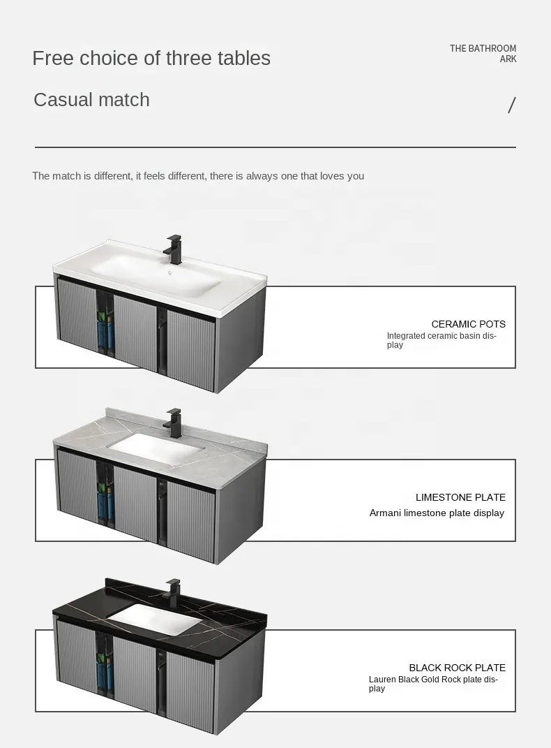 Modern Style Home Furniture Sanitary Ware Water Resistant Aluminum Cabinet Set Bathroom Vanity