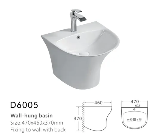 Sanitary Ware Bathroom Ceramic Sink Wall Hung Lavabo Wash Basin