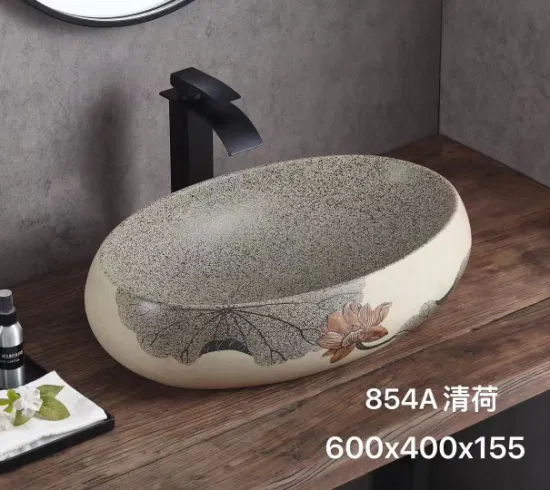 Sanitary Ware Countertop Sink Round Bathroom Sink Anti Splash Ceramic Hand Wash Basin Wholesale