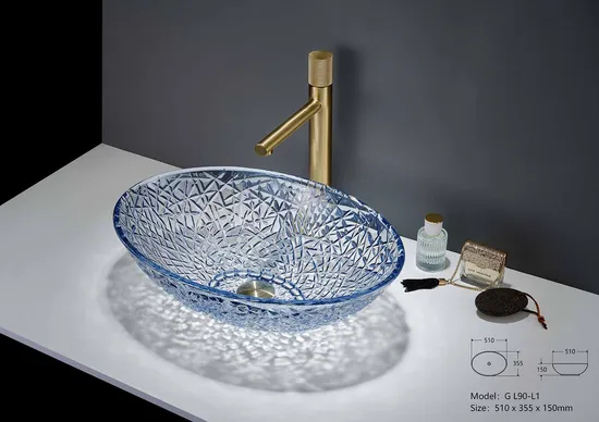 Marble Sanitary Ware Bathroom Basin Color Glass Bowl Sink