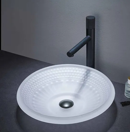 Marble Simple Type High Quality Tempered Bathroom Glass Bowl Sink Hand Wash Basin