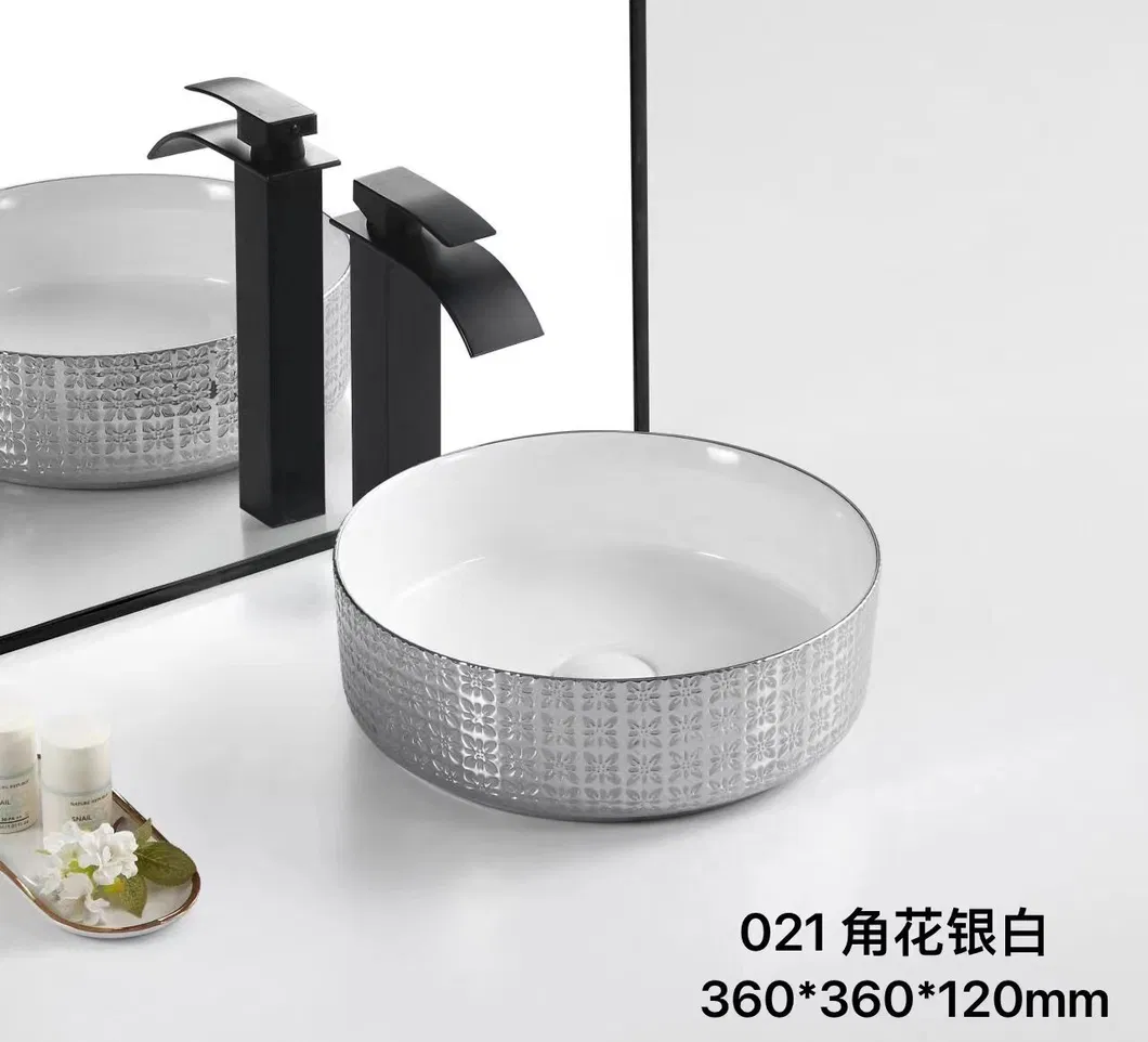 Sanitary Ware Bathroom Pedestal Art Sink Freestanding Wash Basin