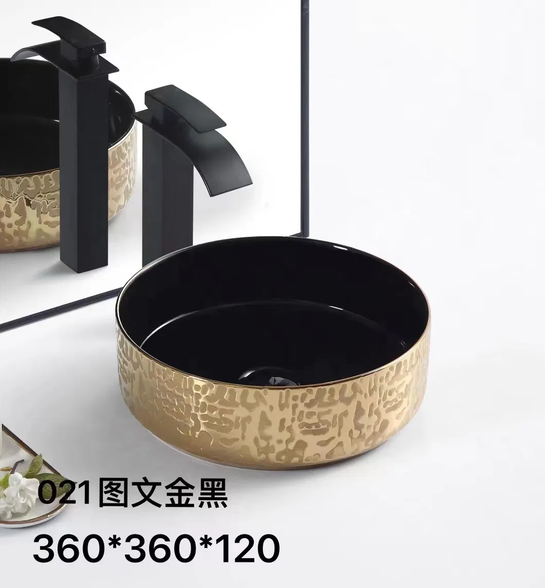 Ceramic Sanitary Ware Bathroom Sinks Round Shape Table Top Wash Basin for Hotel