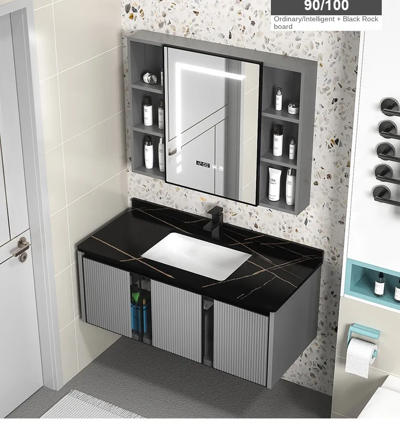 Modern Style Home Furniture Sanitary Ware Water Resistant Aluminum Cabinet Set Bathroom Vanity
