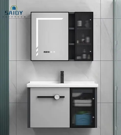 Wall Cabinet Design Slate Countertop Vanity Washbasin Bathroom Cabinet, Aluminum Modern Waterproof Hotel Wall Mounted Triangle