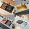 Black Luxury Modern 304 Stainless Steel Multifunctional Waterfall Kitchen Sink