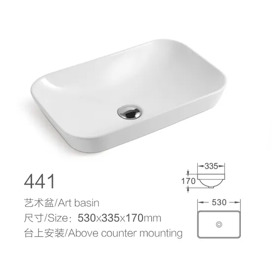 Sanitary Ware Ceramic Bathroom Fashion Wash Basin Rectangular Countertop Sink