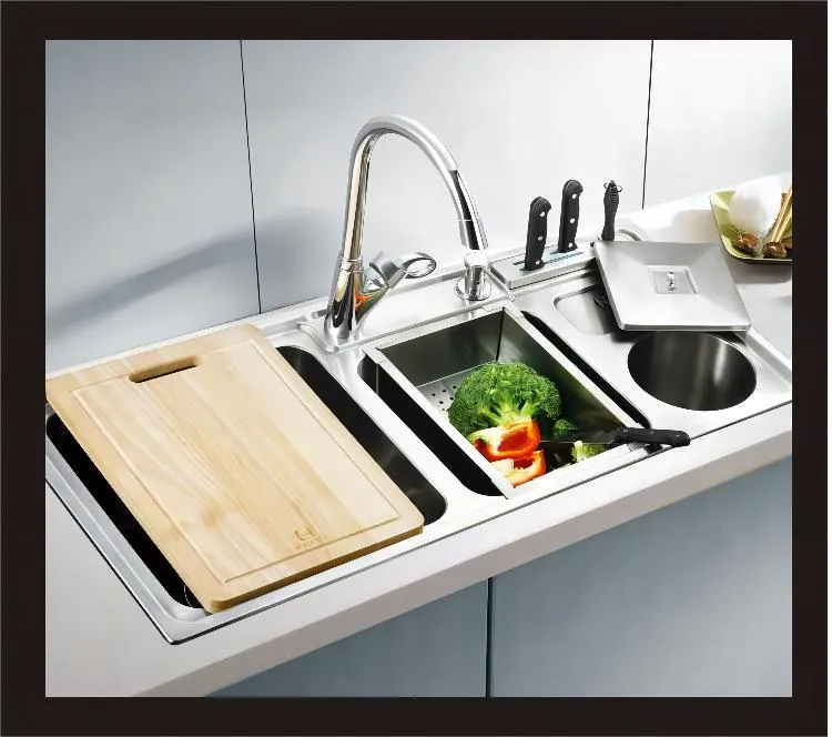 Kitchenware Thickened Manual Farmhouse Basin Double Tank Stainless Steel Kitchen Wash Sink