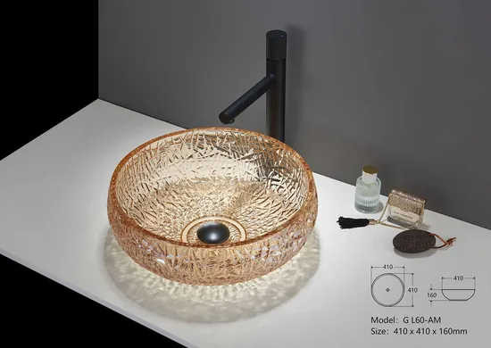 Hot Sale Luxury Decorative Modern Designs Tempered Bathroom Hand Art Wash Basin Glass Bowl Sink
