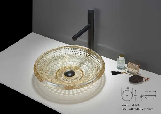 Marble Sanitary Ware Bathroom Art Wash Basin Tempered Glass Bowl Sink