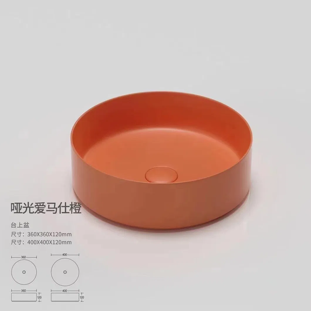 Ceramic Sanitary Ware Bathroom Sinks Round Shape Table Top Wash Basin for Hotel