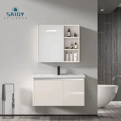Cheap Hotel Wall Mounted Aluminum Washing Hand Washbasin Cabinet Single Sink Mirror Vanity