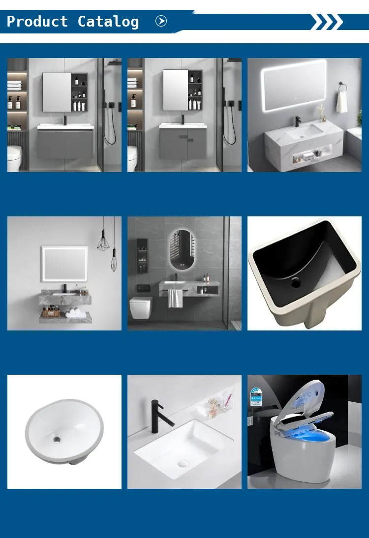 Luxury Marble Sanitary Ware Bathroom Vanity with LED Mirror New Design Rock Slate Bathroom Vanity Cabinet with Ceramic Basin and Towel Shelf