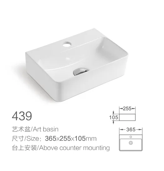 Sanitary Ware Ceramic Bathroom Fashion Wash Basin Rectangular Countertop Sink