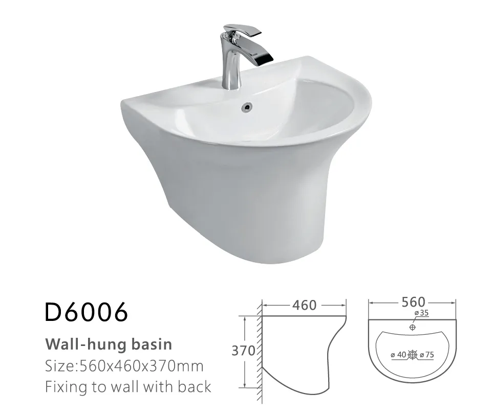 Sanitary Ware Bathroom Ceramic Sink Wall Hung Lavabo Wash Basin