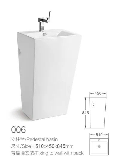 Supplier Sanitary Ware Ceramic Bathroom Sink Pedestal Hand Wash Basin