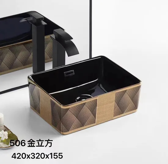 Luxury Modern Gold Ceramic Bathroom Sink Basin