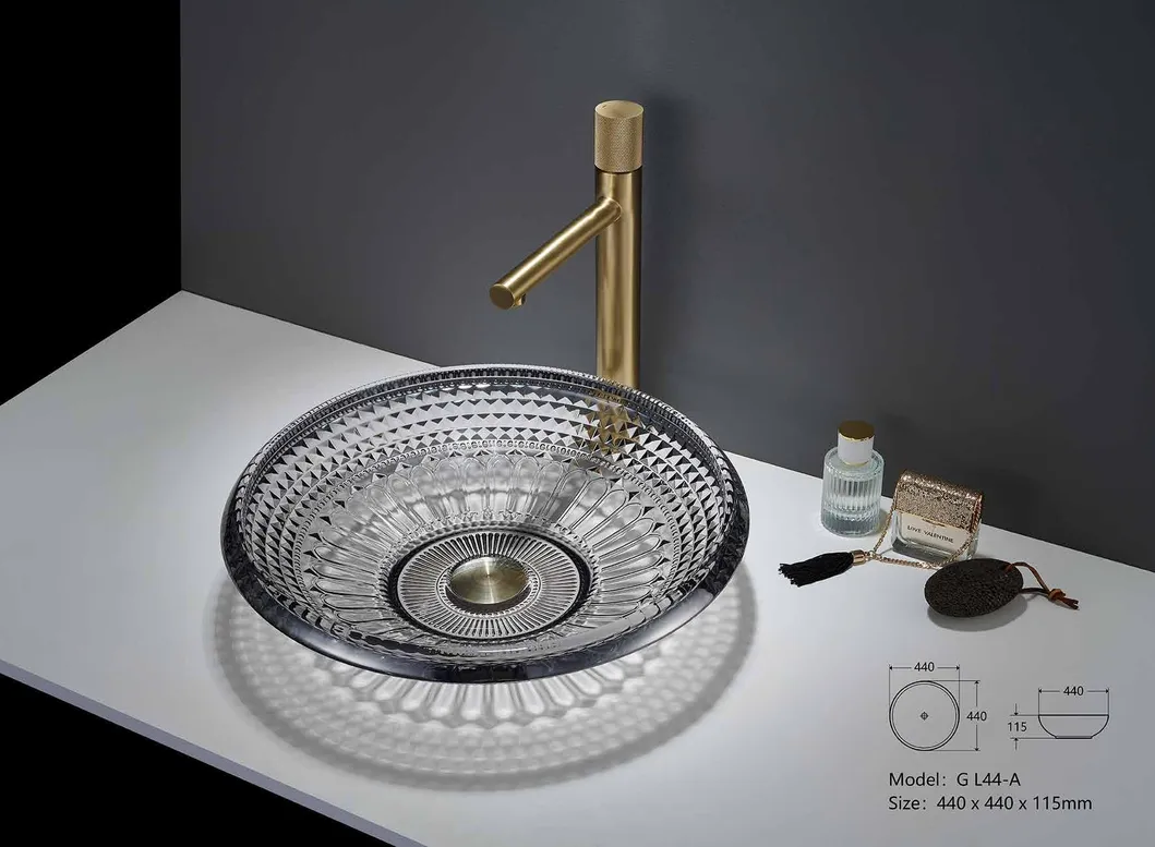 Hot Sale Luxury Decorative Modern Designs Tempered Bathroom Hand Art Wash Basin Glass Bowl Sink