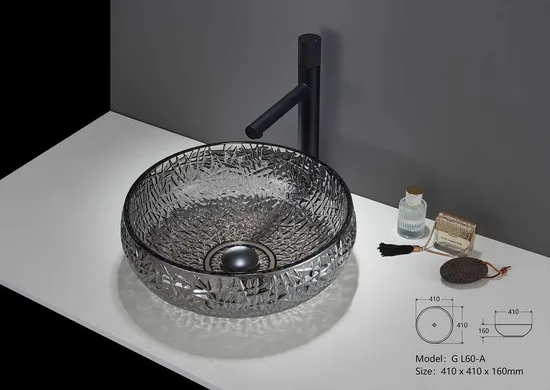 Hot Sale Luxury Decorative Modern Designs Tempered Bathroom Hand Art Wash Basin Glass Bowl Sink