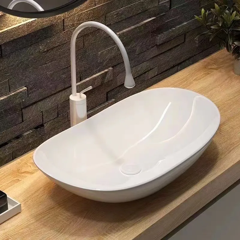 China Sanitary Ware Sink Lavabo Ceramic Washbasin Bathroom Sink Counter Top White Wash Basin