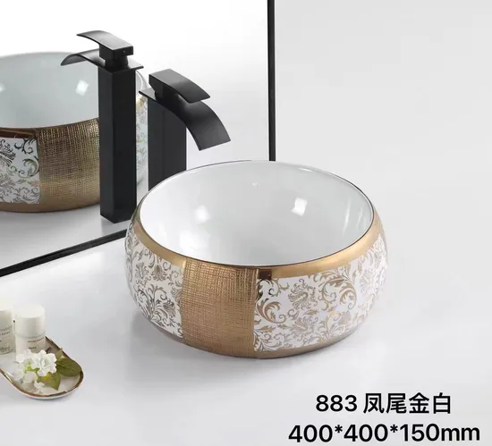 Ceramic Sanitary Ware Bathroom Sinks Round Shape Table Top Wash Basin for Hotel