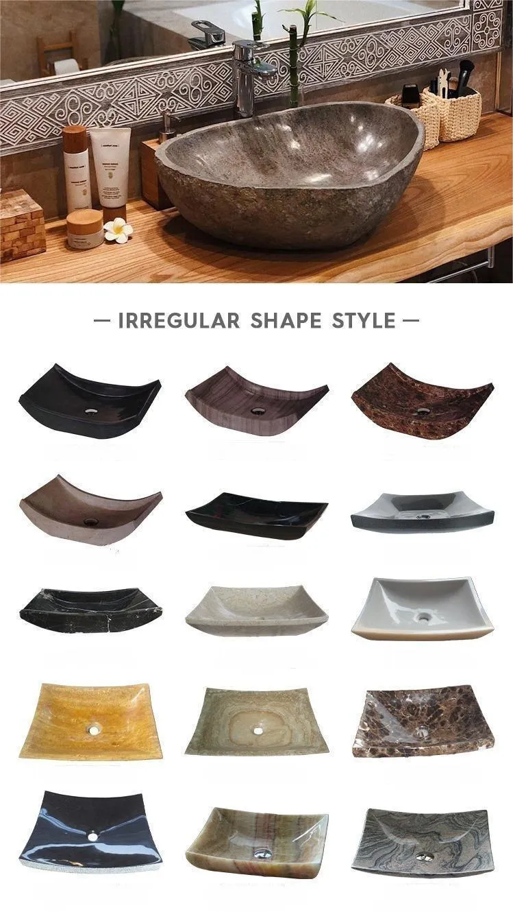 Different Stone Basin Vessel Bathroom Counter Top Marble Sink