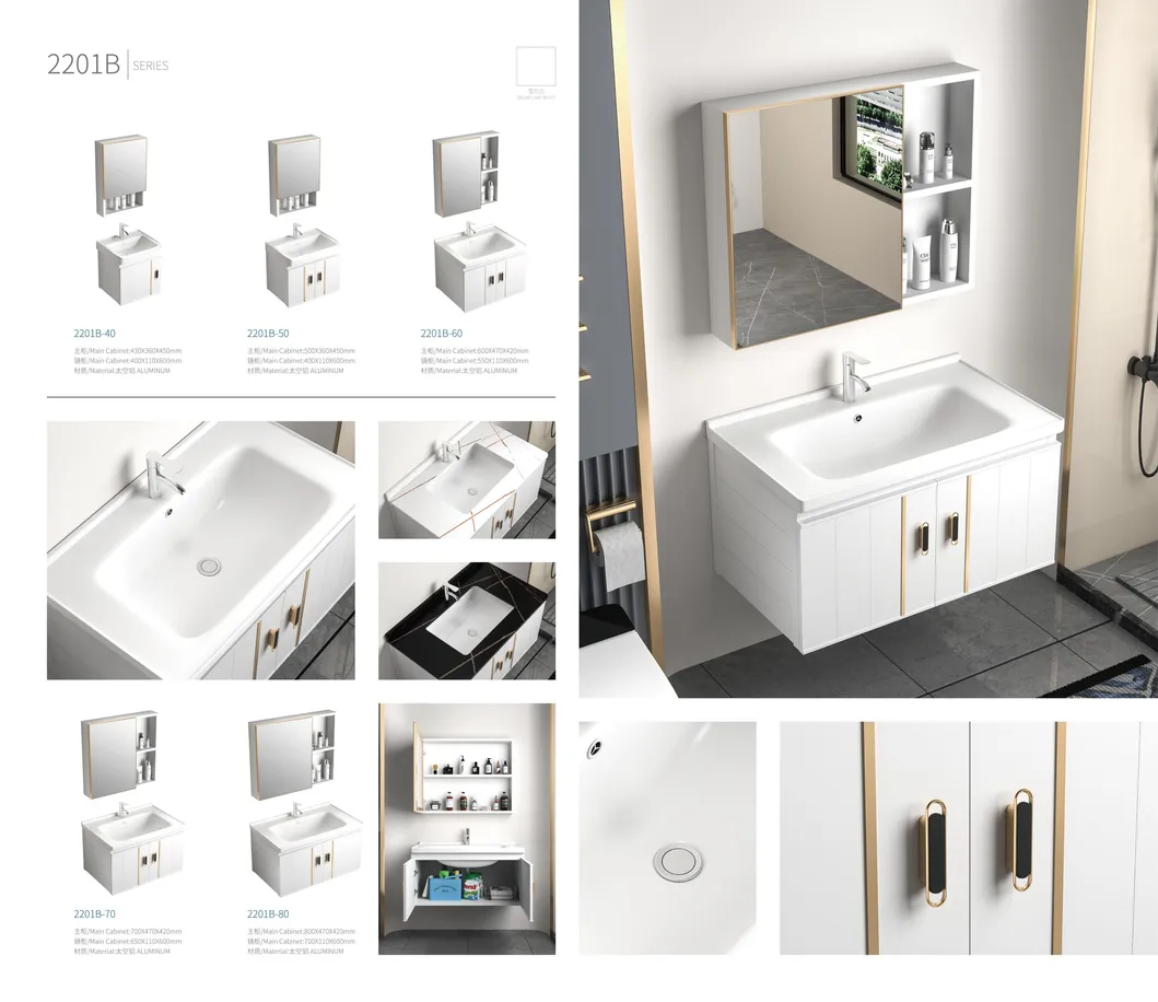 Modern Style Home Furniture Sanitary Ware Water Resistant Aluminum Cabinet Set Bathroom Vanity