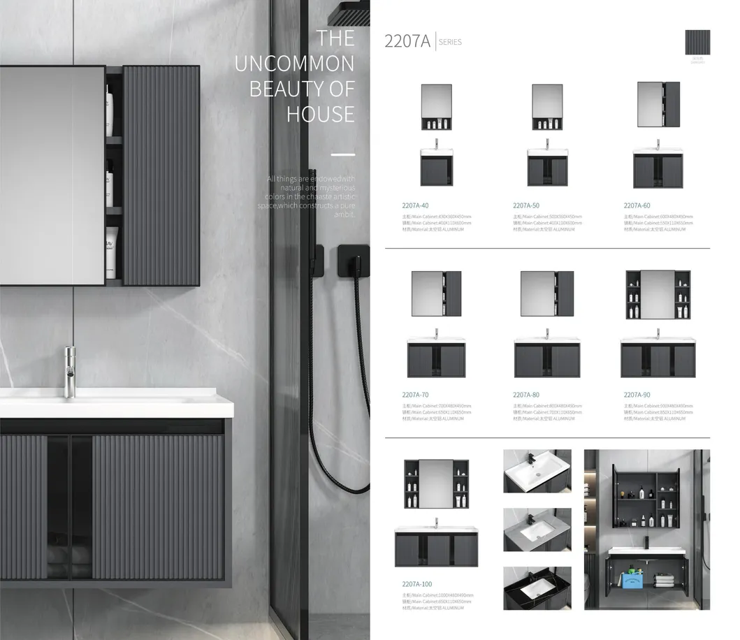 Modern Style Home Furniture Sanitary Ware Water Resistant Aluminum Cabinet Set Bathroom Vanity