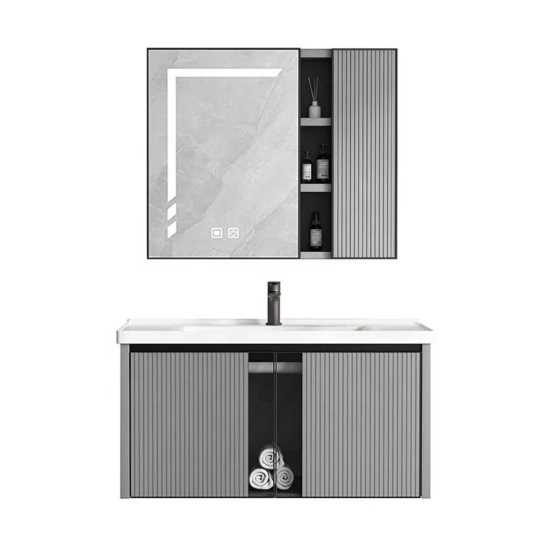 Modern Style Home Furniture Sanitary Ware Water Resistant Aluminum Cabinet Set Bathroom Vanity
