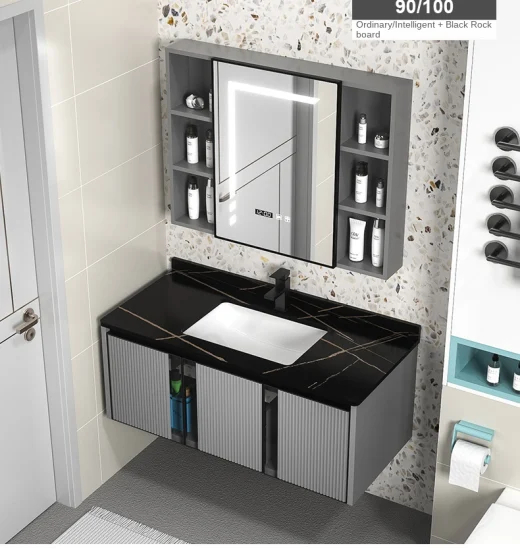 1000mm Wholesale Modern Customgrey Luxury Furniture Bathroom Products Set Wash Basin Bathroom Vanity Cabinet with Mirror