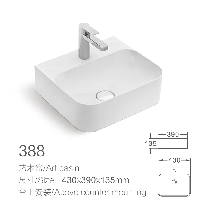 Sanitary Ware Ceramic Bathroom Fashion Wash Basin Rectangular Countertop Sink