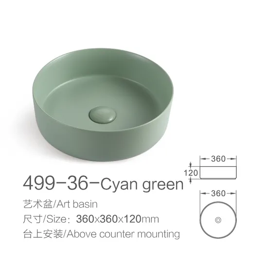 Ceramic New Products Green Kitchen Bathroom The Latest Design Multi-Color Sanitaryware Sink Art Basin