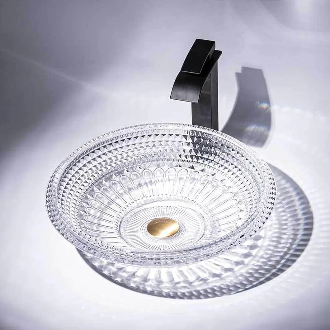 Hot Sale Luxury Decorative Modern Designs Tempered Bathroom Hand Art Wash Basin Glass Bowl Sink