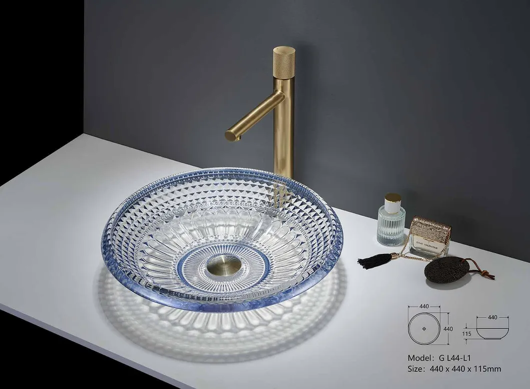 Hot Sale Luxury Decorative Modern Designs Tempered Bathroom Hand Art Wash Basin Glass Bowl Sink