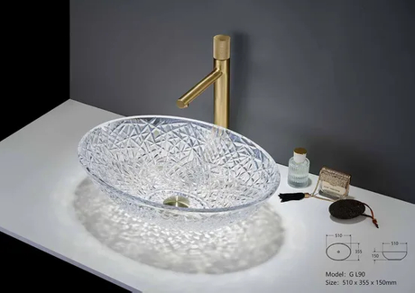 Marble Sanitary Ware Bathroom Basin Color Glass Bowl Sink