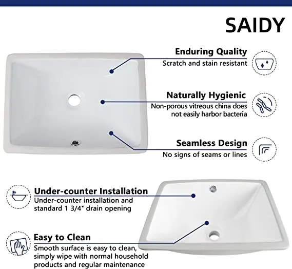 16X11&quot; Undermount Wash Sink with Cupc, Bathroom Ceramic Lavatory Basin