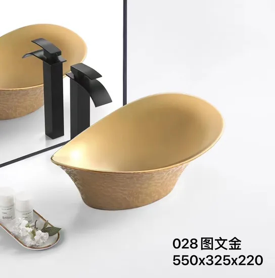 High Quality Modern Oval Ceramic Art Wash Basin Above Counter Bathroom Sink
