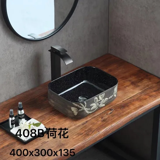 Sanitary Ware Table Top European Antique Retangular Ceramic Wash Basin Bathroom Sink