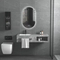 Luxury Marble Sanitary Ware Bathroom Vanity with LED Mirror New Design Rock Slate Bathroom Vanity Cabinet with Ceramic Basin and Towel Shelf
