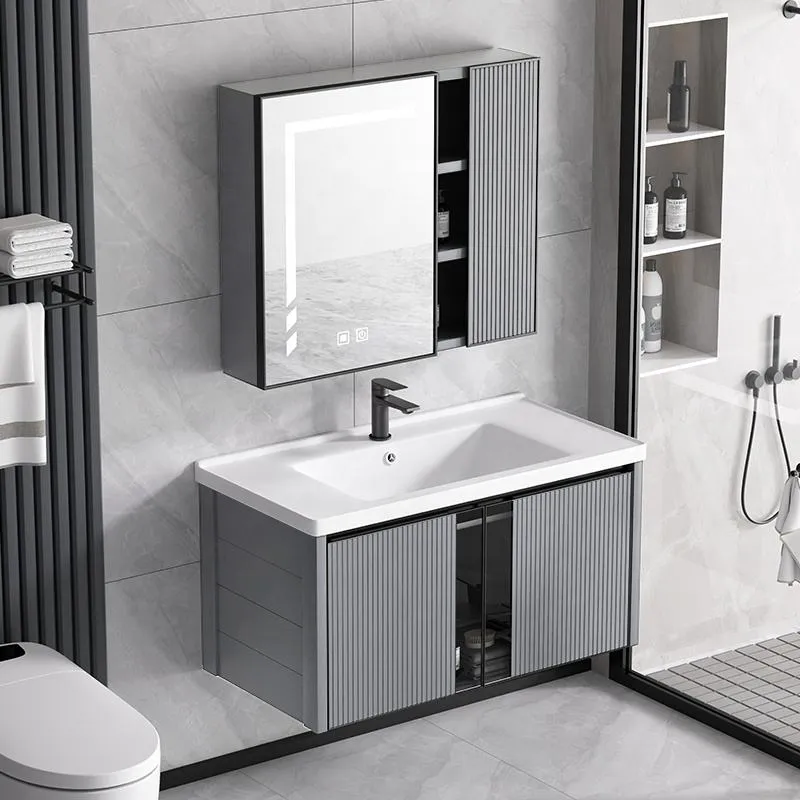 Modern Style Home Furniture Sanitary Ware Water Resistant Aluminum Cabinet Set Bathroom Vanity