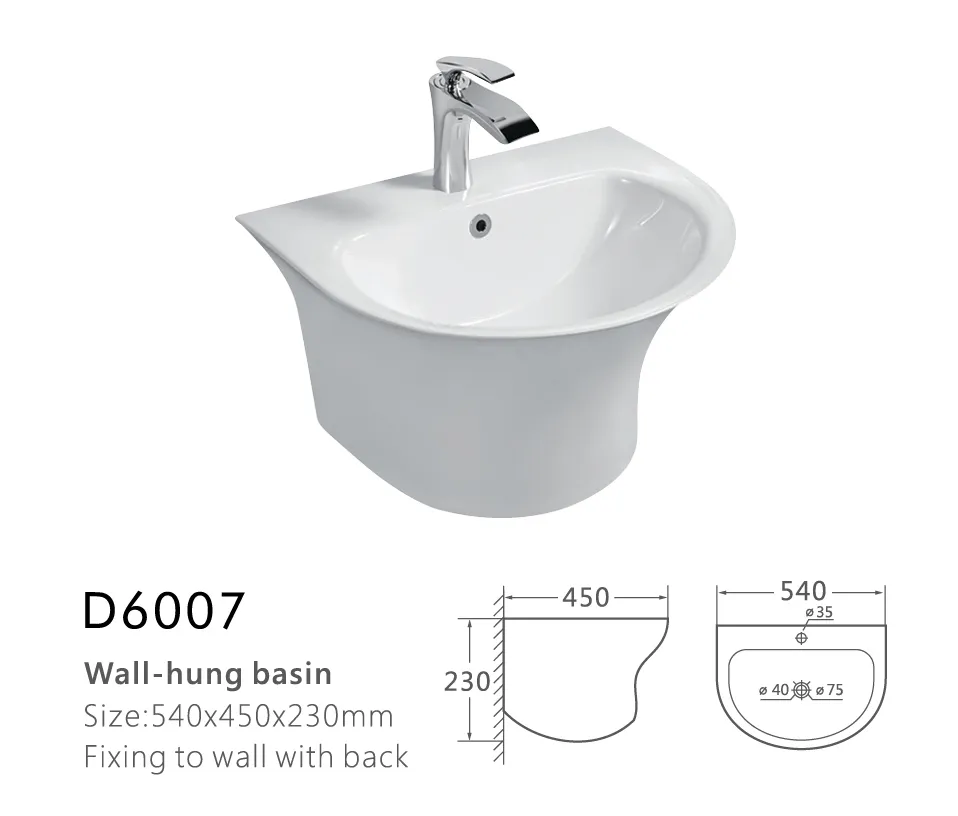 Sanitary Ware Bathroom Ceramic Sink Wall Hung Lavabo Wash Basin