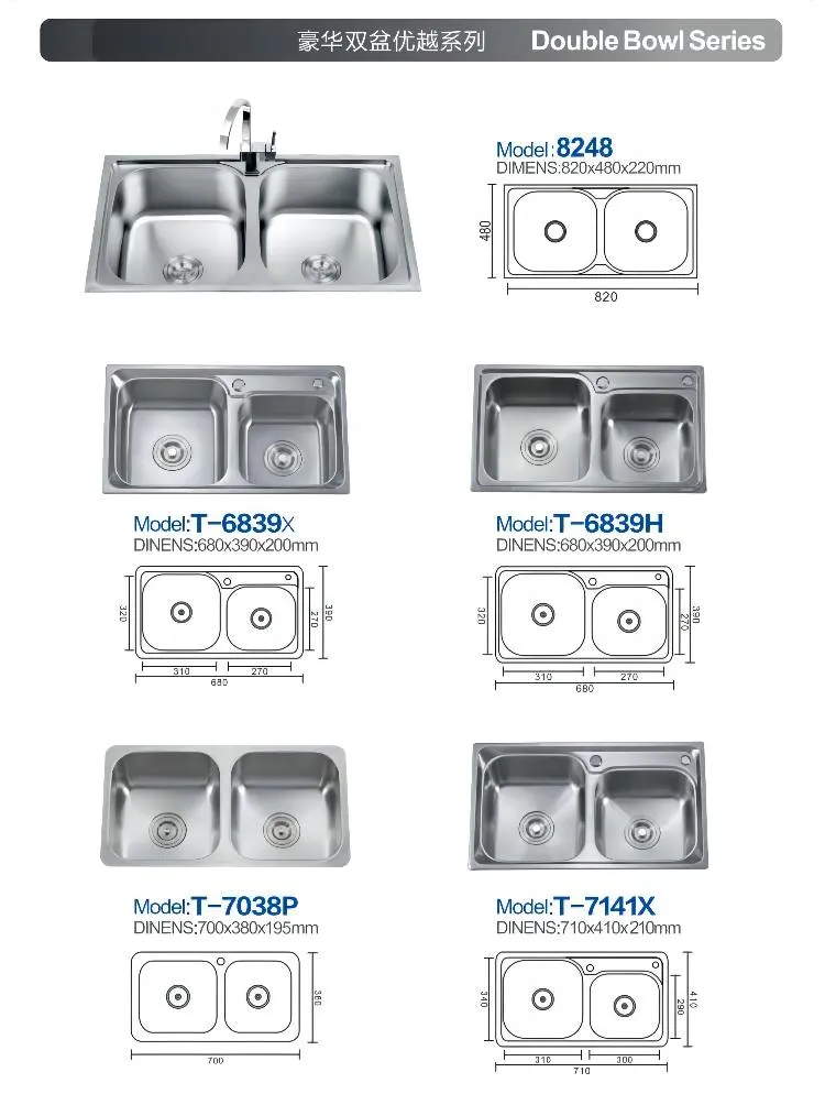 Kitchenware Thickened Manual Farmhouse Basin Double Tank Stainless Steel Kitchen Wash Sink