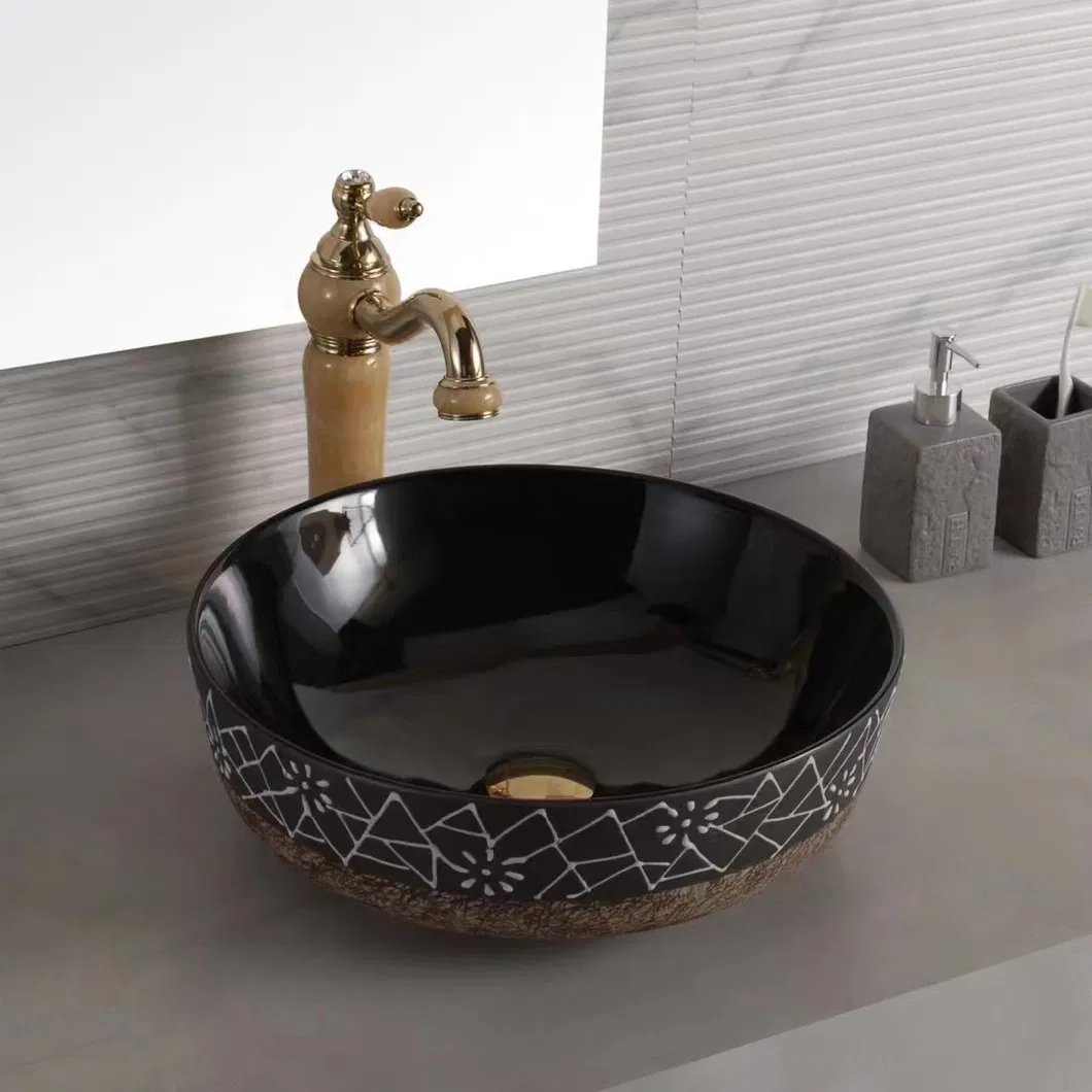 Rectangle Round Gold Wash Above Counter Home Hotel Restaurant Washroom Bathroom Sinks