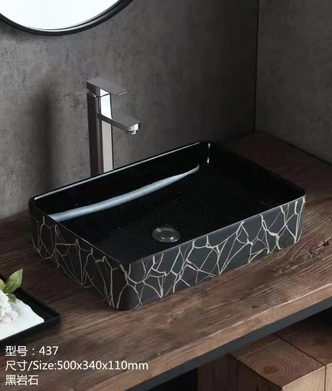 Rectangle Round Gold Wash Above Counter Home Hotel Restaurant Washroom Bathroom Sinks