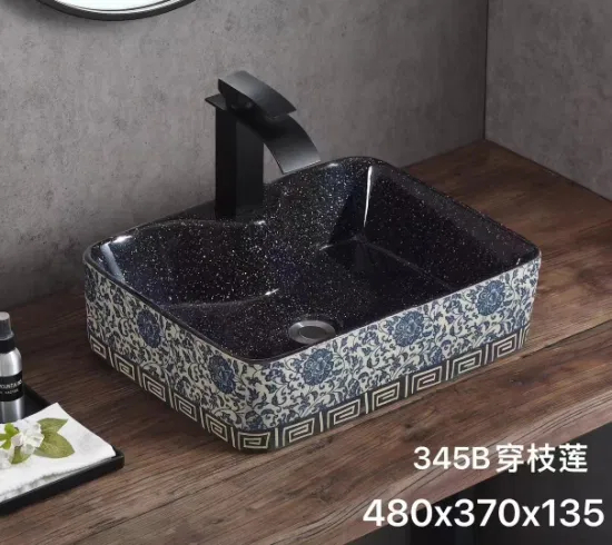 Modern Layer Artificial Stone Integrated Ceramic Bathroom Sink Luxury Hotel Rectangular Marble Wash Basin