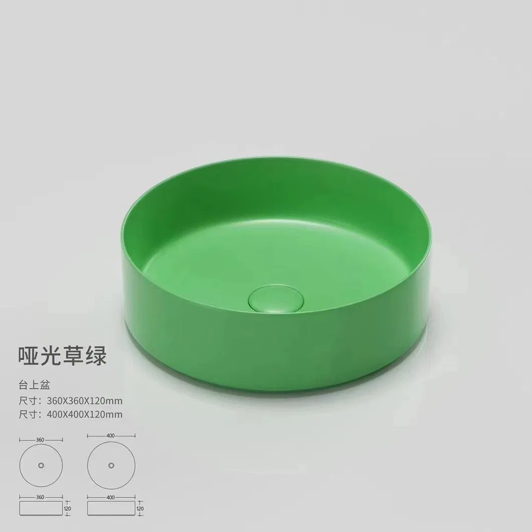 Ceramic Sanitary Ware Bathroom Sinks Round Shape Table Top Wash Basin for Hotel