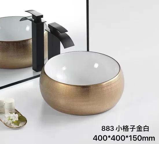 Ceramic Sanitary Ware Bathroom Sinks Round Shape Table Top Wash Basin for Hotel