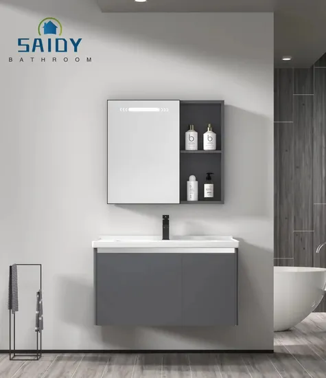 New Design Beautiful Bathroom Furniture Washbasin Cabinet with Ceramic Basin New Color PVC Bathroom Vanity