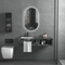 Luxury Marble Sanitary Ware Bathroom Vanity with LED Mirror New Design Rock Slate Bathroom Vanity Cabinet with Ceramic Basin and Towel Shelf