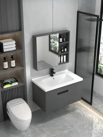 Modern Style Hot Selling Custom Home Sanitary Ware Vanity Bathroom Cabinet Furniture with Ceramic Basin